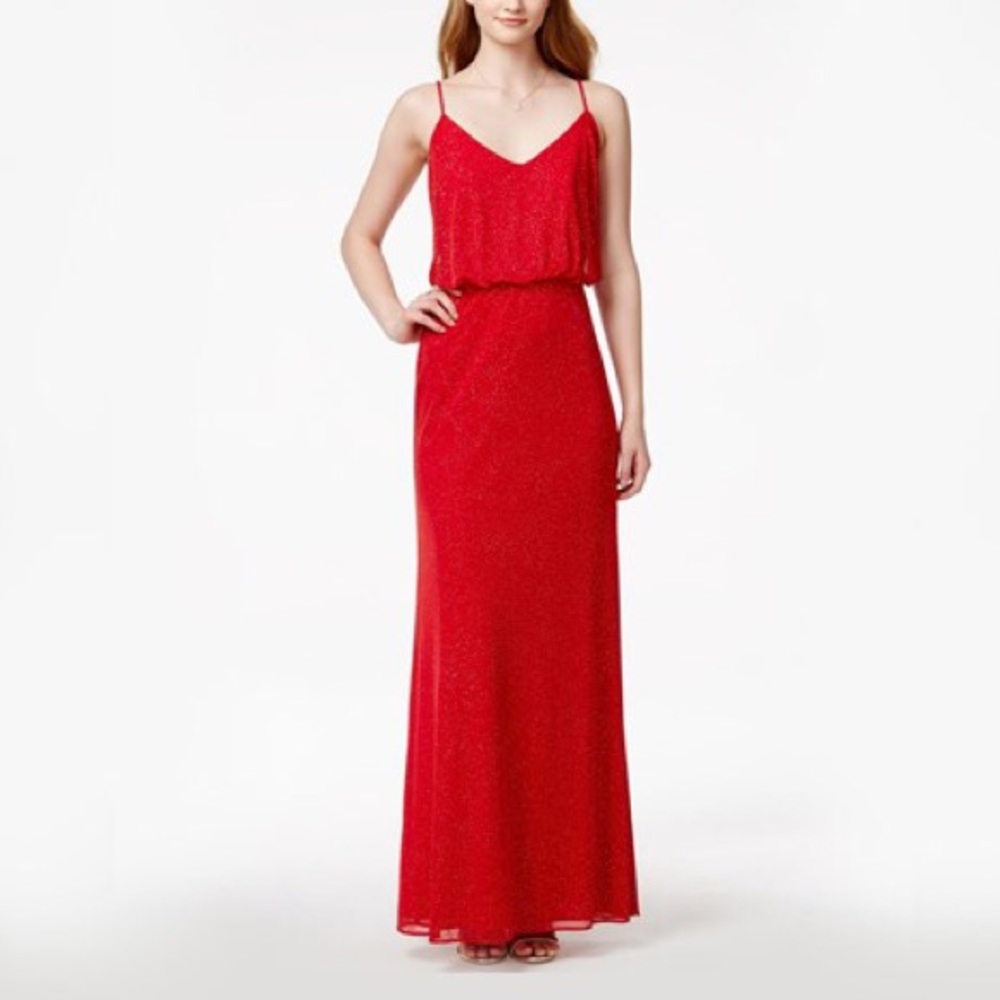 ✅Blondie Red Glitter Formal Maxi Dress NWT Prom